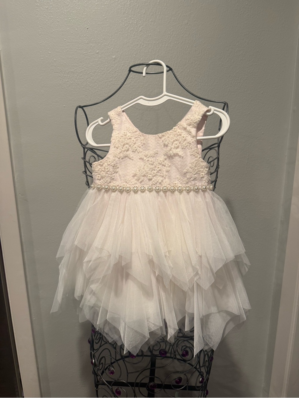 American Princess Ivory Lace & Pale Pink Tulle Party Dress
